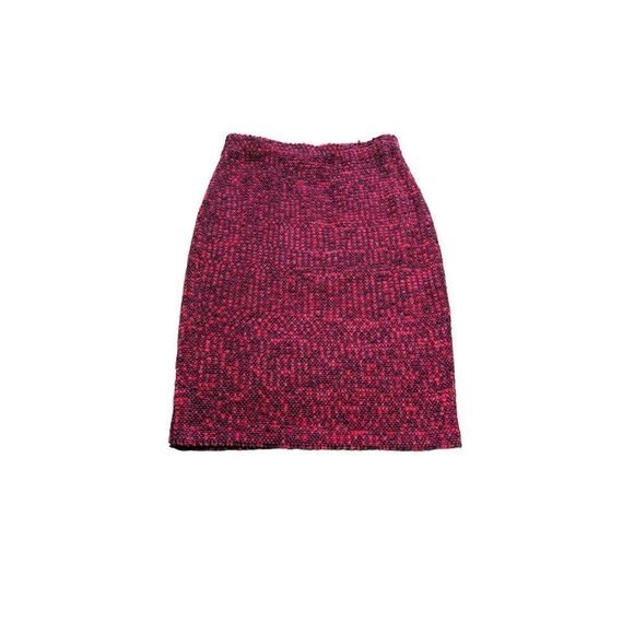 St John Collection Boucle Knit Skirt Marie Gray Sz 10 USA Made Red Purple Black - Picture 4 of 6